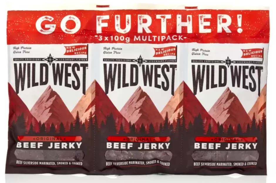 Wild West Beef Jerky, 3 x 100g